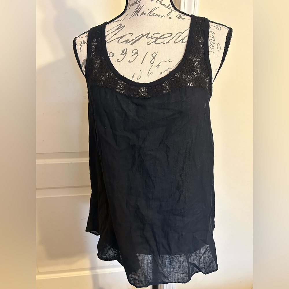 Elegant Black Lace Trim Women's Top
